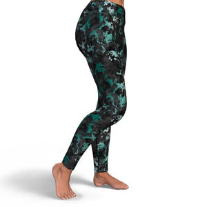 Women's Emerald Green Gilded Marble High-waisted Yoga Leggings Right