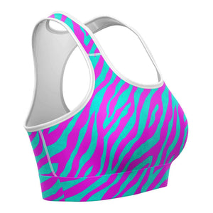 Women's Hot Pink Zebra Animal Print Athletic Bra Right
