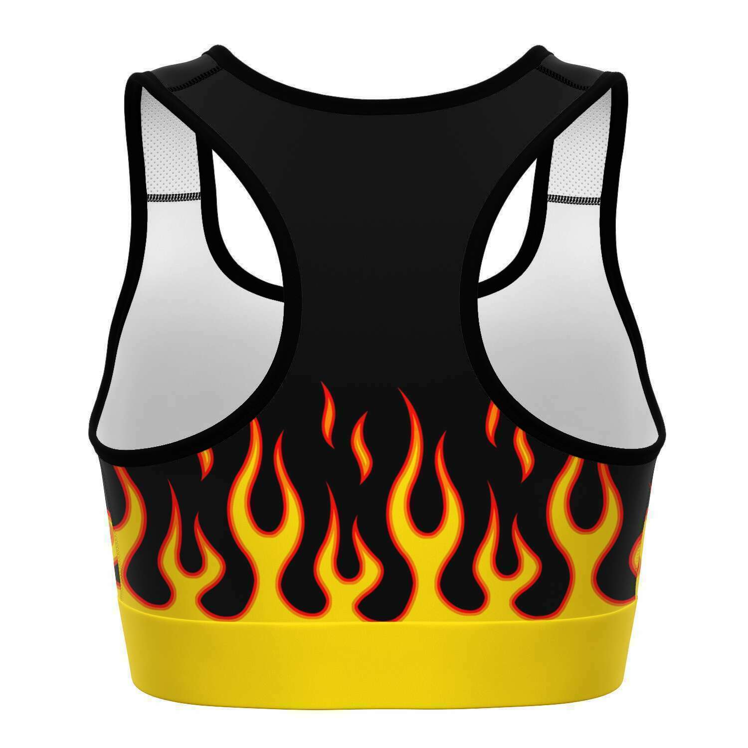 Women's Classic Hot Rod Fire Flames Drip Athletic Sports Bra Back
