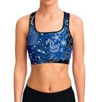 Blue Paisley Patchwork Sports Bra