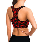 Women's Red Digital Camouflage Athletic Sports Bra Model Right