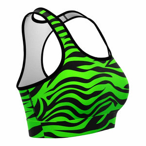 Green Eye Of The Tiger Sports Bra