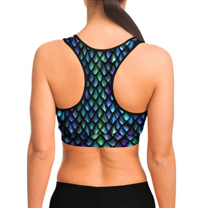Women's Mother Of Dragons Iridescent Athletic Sports Bra Model Back