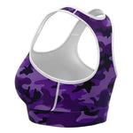 Women's All Purple Camouflage Athletic Sports Bra Left