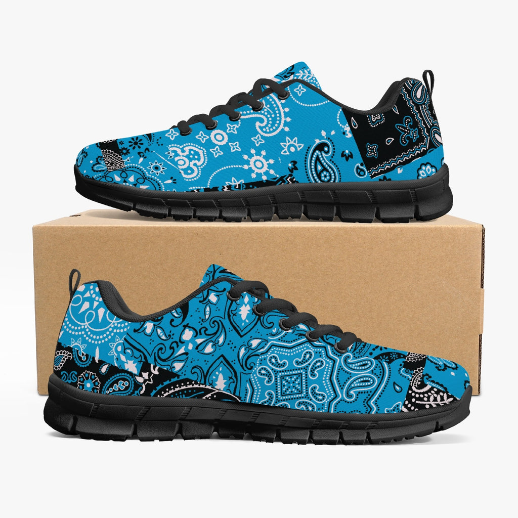 Women's Teal Paisley Patchwork Workout Gym Running Sneakers