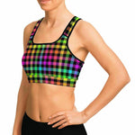 Rainbow Plaid Sports Bra