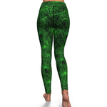 Women's Green Neon Spider Web Halloween High-waisted Yoga Leggings Back