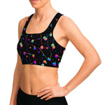 Women's 80s Retro New Wave Memphis Athletic Sports Bra Model Left