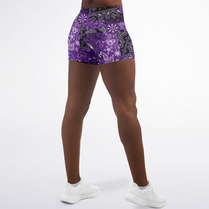 Purple Paisley Patchwork Athletic Shorts