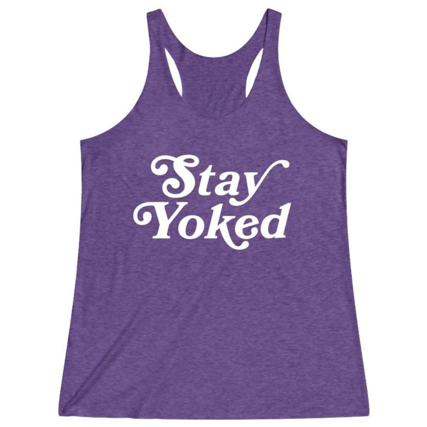Women's Purple Stay Yoked Fitness Gym Racerback Tank Top