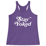 Women's Purple Stay Yoked Fitness Gym Racerback Tank Top