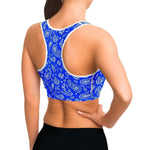 Blue White Paisley Sports Bra