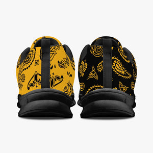 Women's Black Pittsburgh Yellow Paisley Gym Workout Sneakers Back