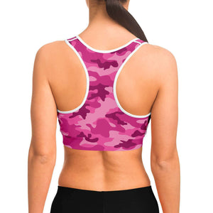 Women's All Pink Camouflage Athletic Sports Bra Model Back