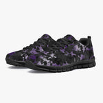 Women's Black Purple Gilded Marble Running Workout Sneakers Overview
