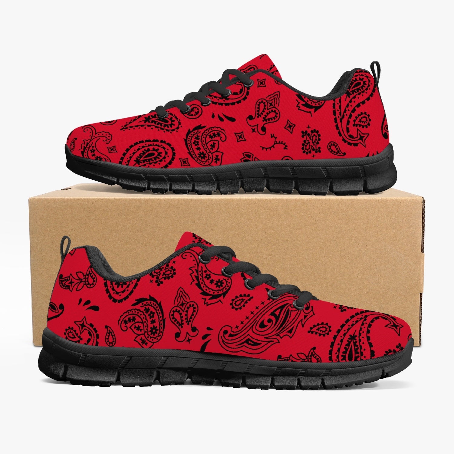 Half Black Red Paisley Sneakers