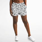 White Black Paisley Running Shorts