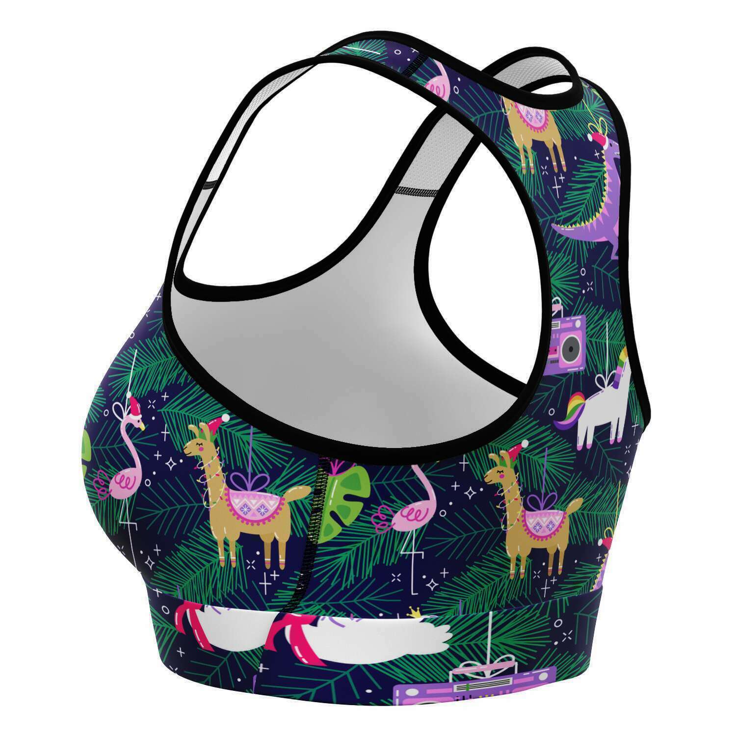 Women's Christmas In July Party Animals Athletic Sports Bra Left