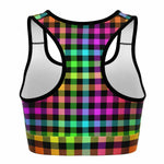 Rainbow Plaid Sports Bra