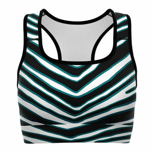 Women's Jacksonsville Florida Football Zebra Stripe Animal Pattern Athletic Sports Bra