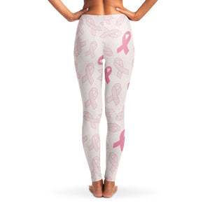 Women's Breast Cancer Awareness Month Pink Ribbons Mid-rise Leggings Back