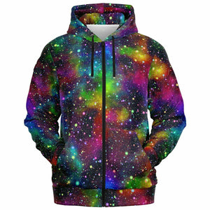 Unisex Universe Rainbow Space Galaxy Stars Zip-Up Hoodie