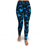 Women's Blue Digital Camouflage High-waisted Yoga Leggings Front