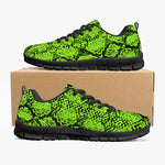 Women's Green Snakeskin Reptile Print Workout Gym Sneakers Shoes