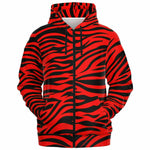 Unisex Red Bengal Tiger Animal Print Pattern Athletic Zip-Up Hoodie