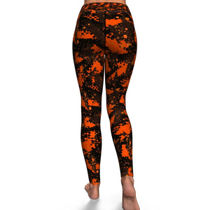 Women's Orange Digital Camouflage High-Waisted Yoga Leggings Back