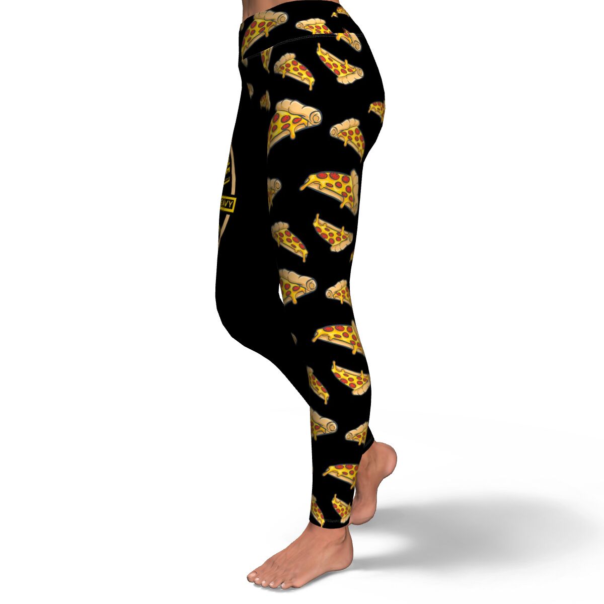 Women's Late Night Pepperoni Pizza Party High-waisted Yoga Leggings Left