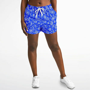 Blue White Paisley Running Shorts