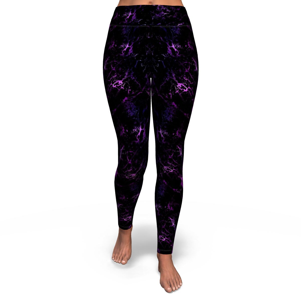 Women's Black Purple Wicked Storm High-waisted Yoga Leggings Front