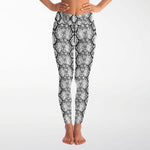 Women's White Snakeskin Reptile Print High-waisted Yoga Leggings