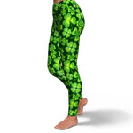 Women's St. Patrick's Day Lucky Shamrocks Clovers High-waisted Yoga Leggings Left