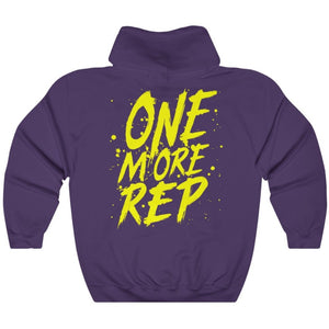 Purple Yellow One More Rep Graffiti Paint  Gym Fitness Weightlifting Powerlifting CrossFit Hoodie Back