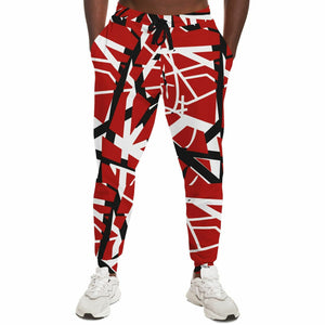 Unisex 80s EVH Red Rock Roll Music Frankenstrat Guitar Stripes Athletic Joggers