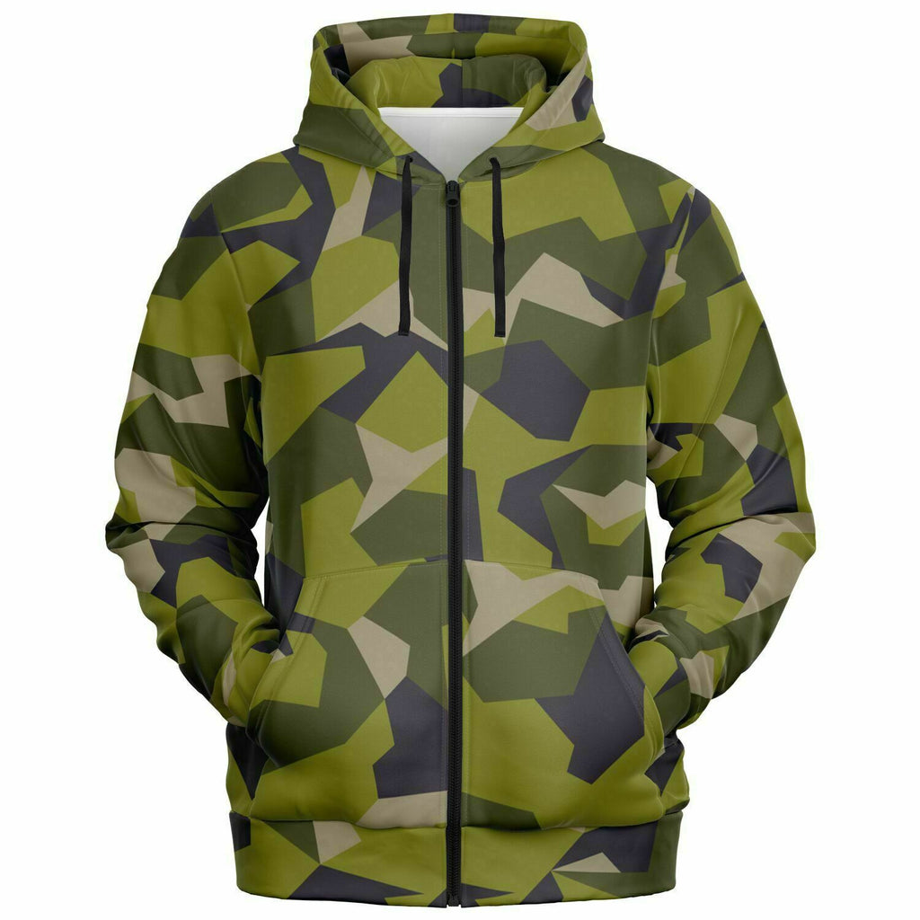 Unisex M90 Woodland Green Modern Soldier Urban Warfare Camouflage Zip-Up Hoodie