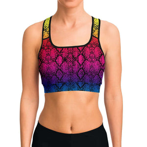 Rainbow Snakeskin Sports Bra