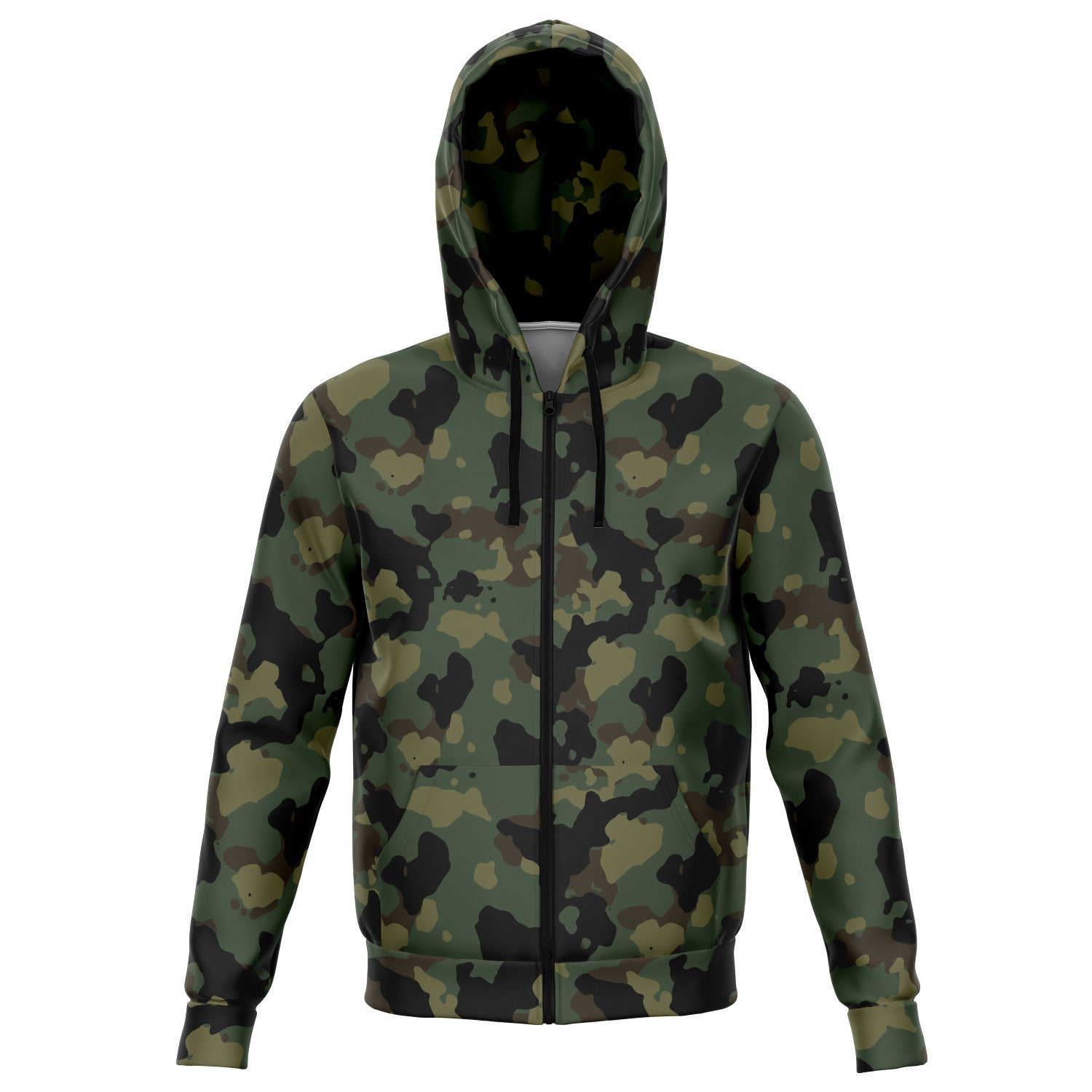 Unisex Deep Jungle Camouflage Athletic Zip-Up Hoodie