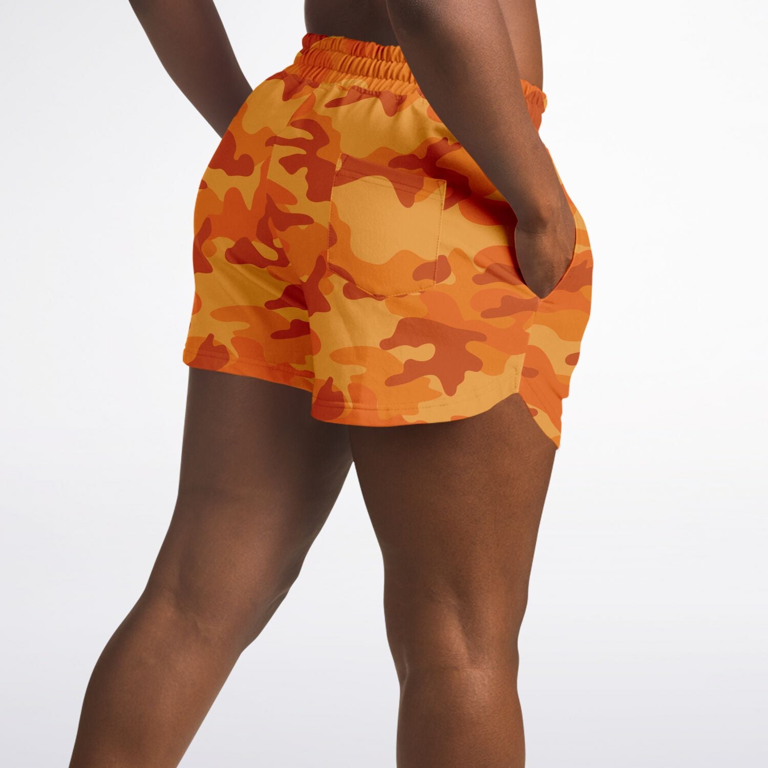 Women's All Orange Camouflage Athletic Running Shorts