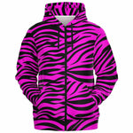 Unisex Wild Pink Bengal Tiger Stripes Animal Pattern Athletic Zip-Up Hoodie