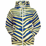 Unisex Los Angeles Football Blue Wild Zebra Stripe Animal Pattern Athletic Zip-Up Hoodie