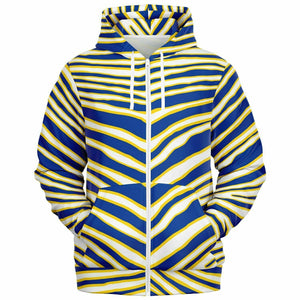 Unisex Los Angeles Football Blue Wild Zebra Stripe Animal Pattern Athletic Zip-Up Hoodie