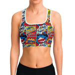 Women's Classic Super Hero Comic Book Athletic Sports Bra Model Front