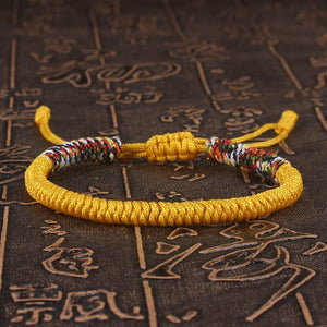 Unisex Handmade Lucky Buddhist Yellow Tibetan Prayer Adjustable Paracord Bracelet Jewelry