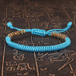 Unisex Handmade Lucky Buddhist Light Blue Tibetan Prayer Adjustable Paracord Bracelet Jewelry