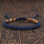 Unisex Handmade Lucky Buddhist Navy Blue Tibetan Prayer Adjustable Paracord Bracelet Jewelry