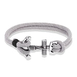 Men's Double Grey Rope Classic Nautical Anchor Bracelet Jewelry