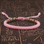 Unisex Handmade Lucky Buddhist Pink Tibetan Prayer Adjustable Paracord Bracelet Jewelry